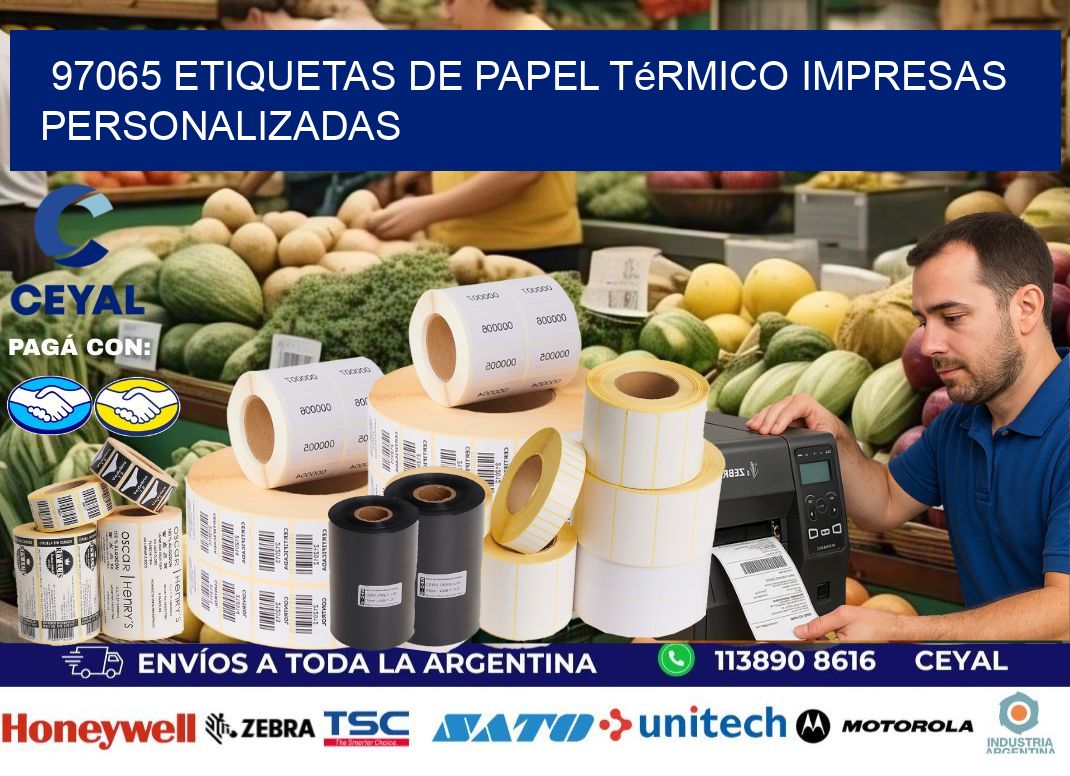 97065 Etiquetas de papel térmico impresas personalizadas