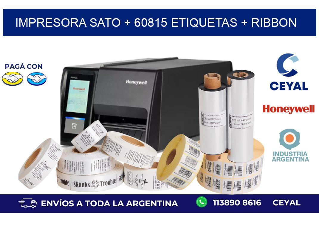impresora SATO + 60815 etiquetas + ribbon