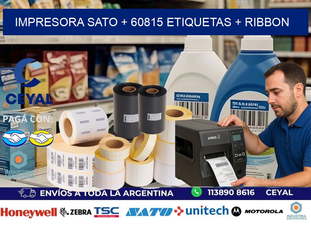 impresora SATO + 60815 etiquetas + ribbon