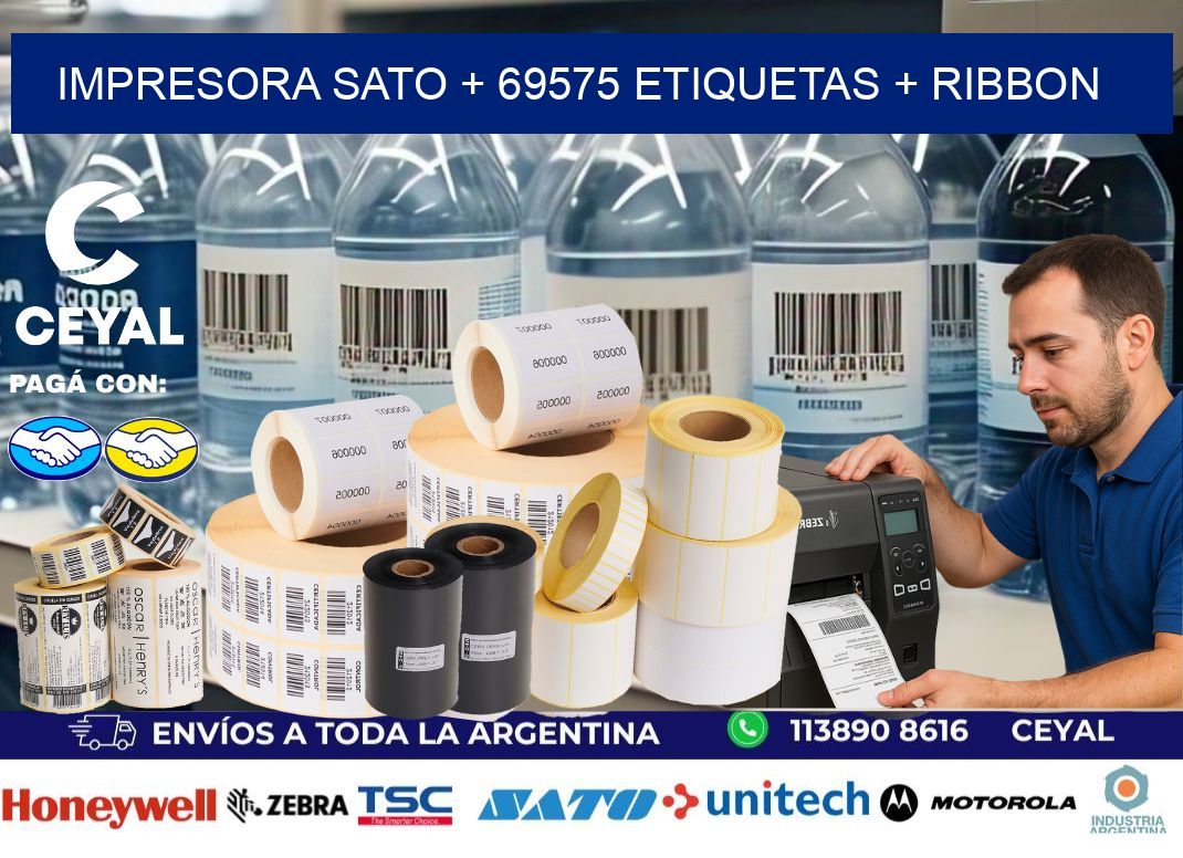 impresora SATO + 69575 etiquetas + ribbon
