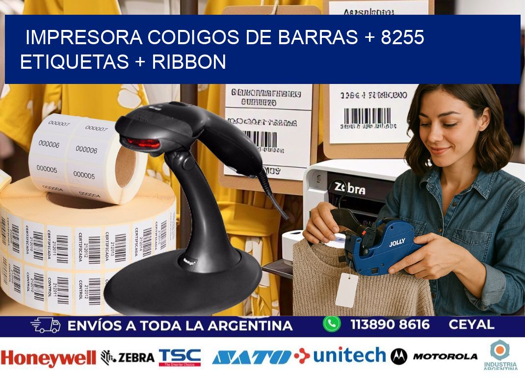 impresora codigos de barras + 8255 etiquetas + ribbon