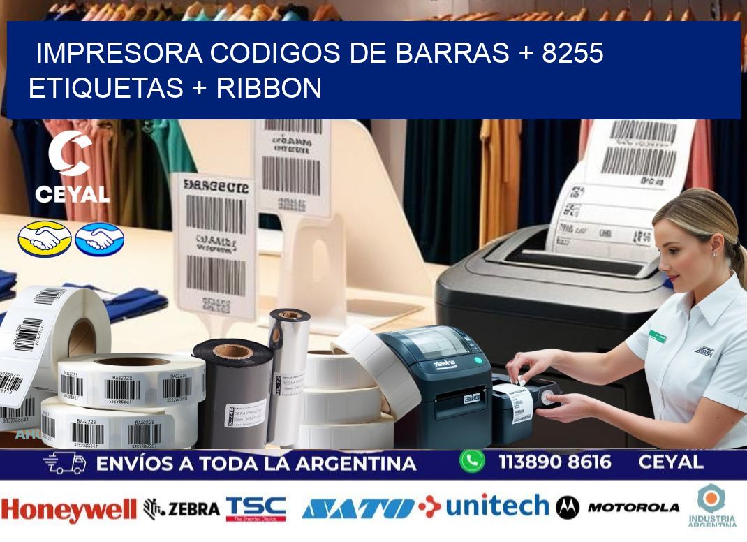 impresora codigos de barras + 8255 etiquetas + ribbon