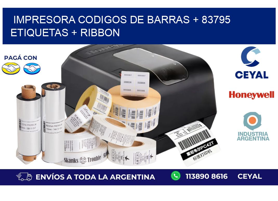 impresora codigos de barras + 83795 etiquetas + ribbon