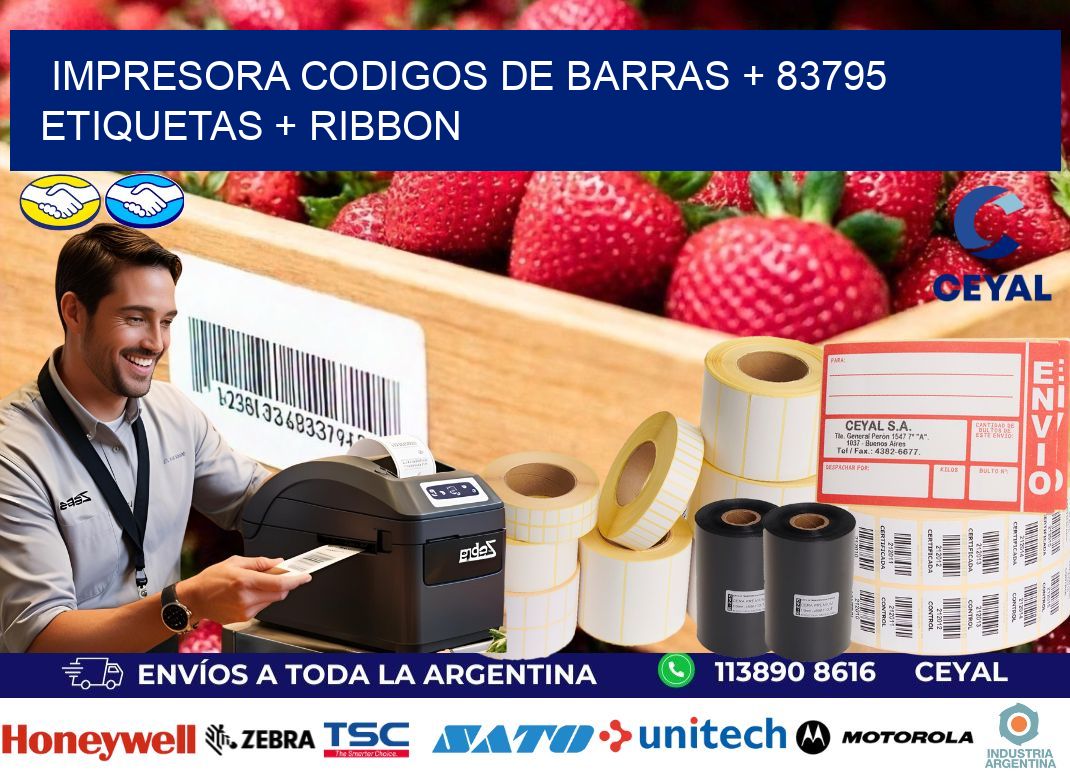 impresora codigos de barras + 83795 etiquetas + ribbon