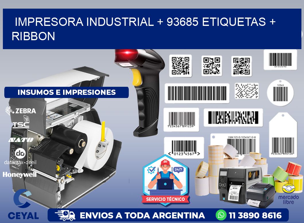 impresora industrial + 93685 etiquetas + ribbon