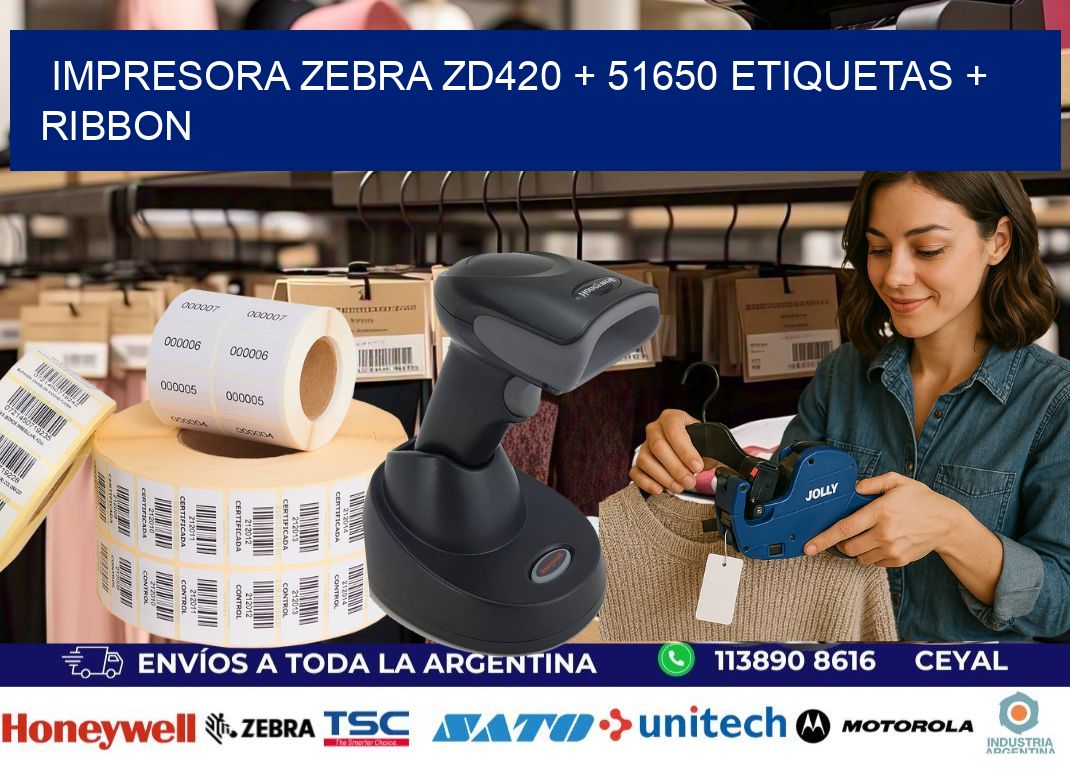 impresora zebra zd420 + 51650 etiquetas + ribbon