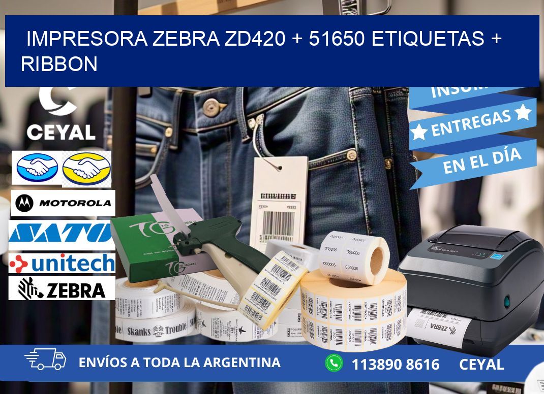 impresora zebra zd420 + 51650 etiquetas + ribbon