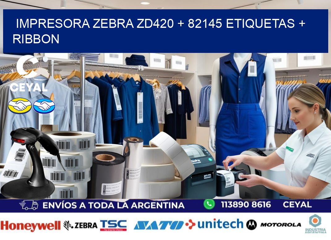impresora zebra zd420 + 82145 etiquetas + ribbon