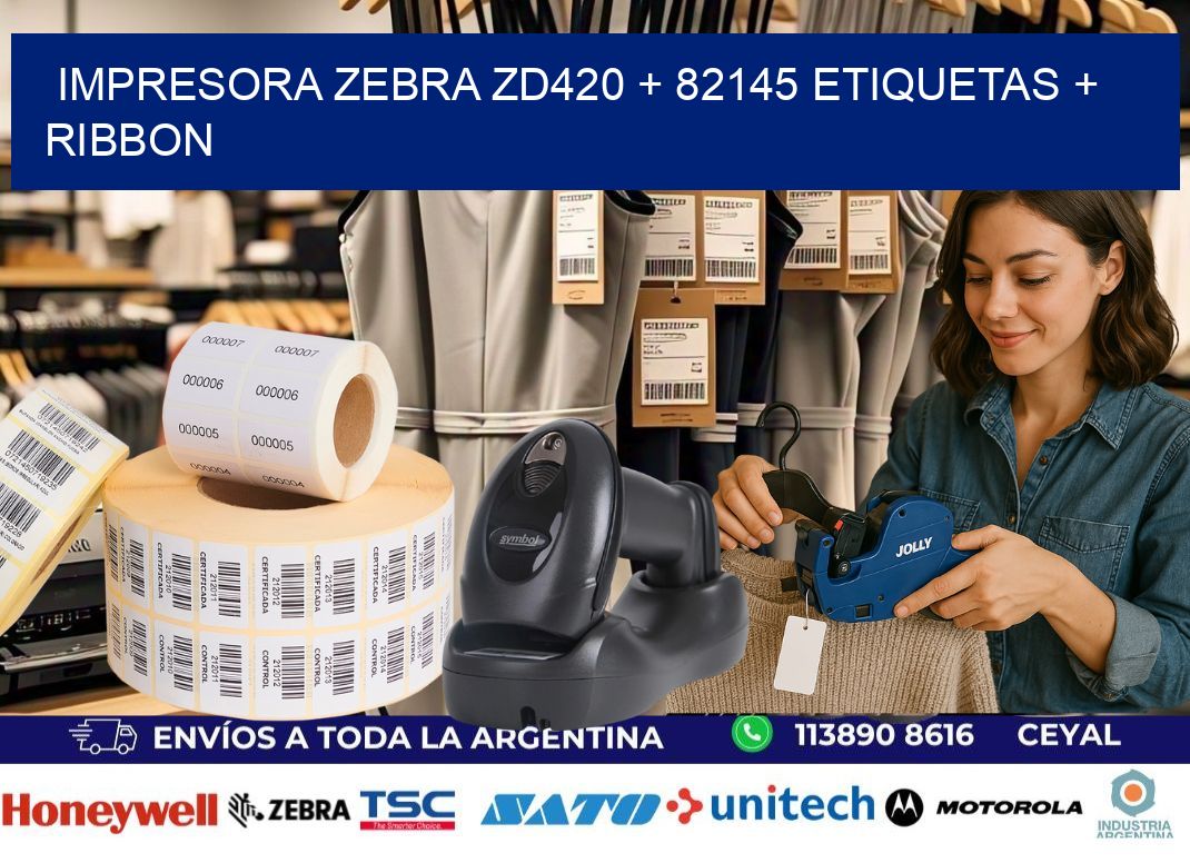 impresora zebra zd420 + 82145 etiquetas + ribbon