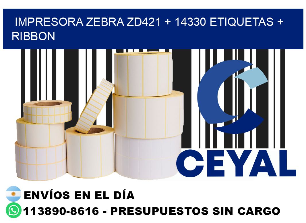 impresora zebra zd421 + 14330 etiquetas + ribbon