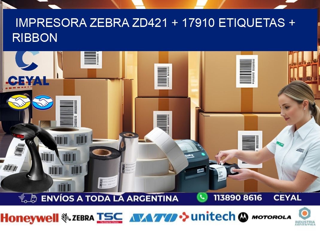 impresora zebra zd421 + 17910 etiquetas + ribbon