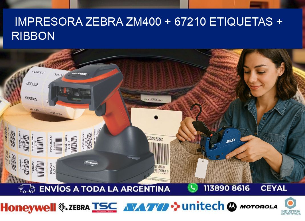 impresora zebra zm400 + 67210 etiquetas + ribbon