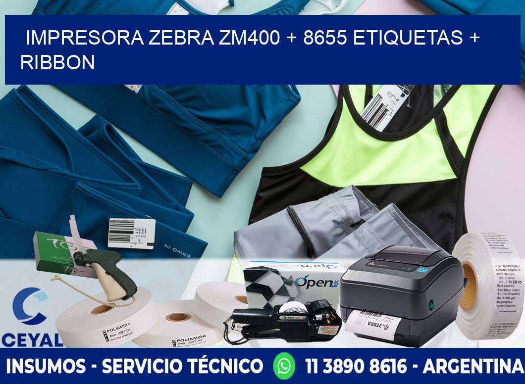impresora zebra zm400 + 8655 etiquetas + ribbon