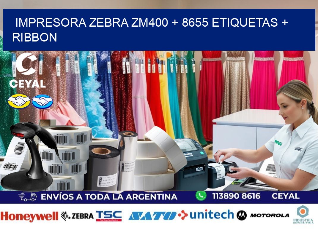 impresora zebra zm400 + 8655 etiquetas + ribbon