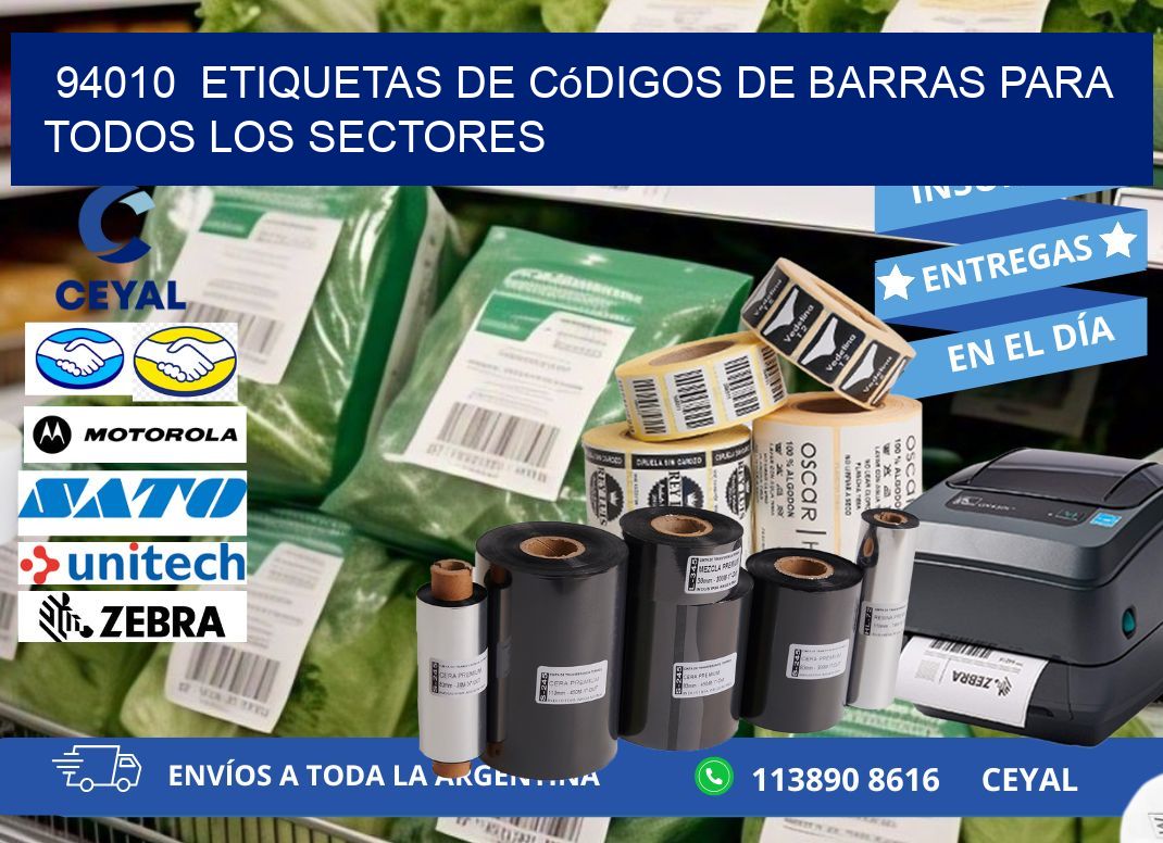 ️94010  Etiquetas de Códigos de Barras para Todos los Sectores