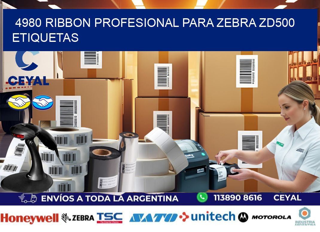 4980 ribbon profesional para zebra zd500 etiquetas